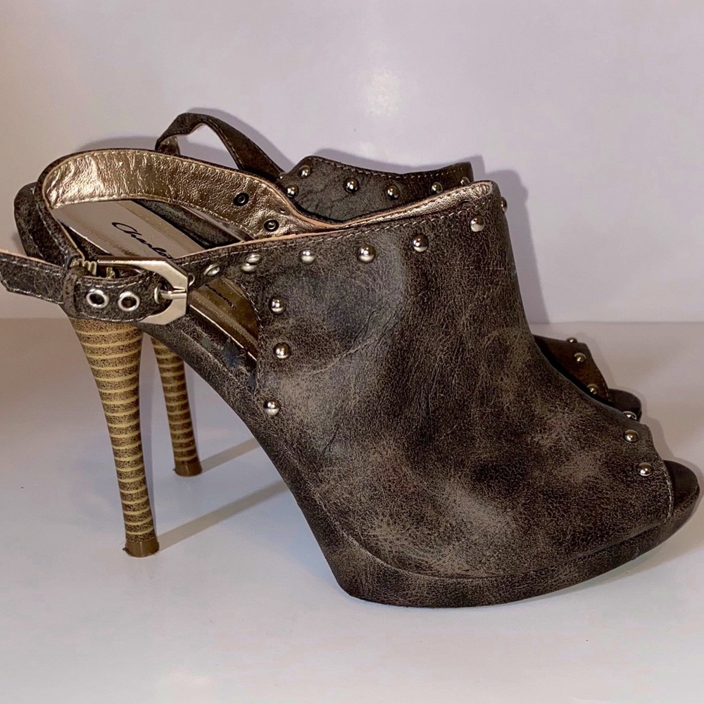 Open Toed Studded Stilettos